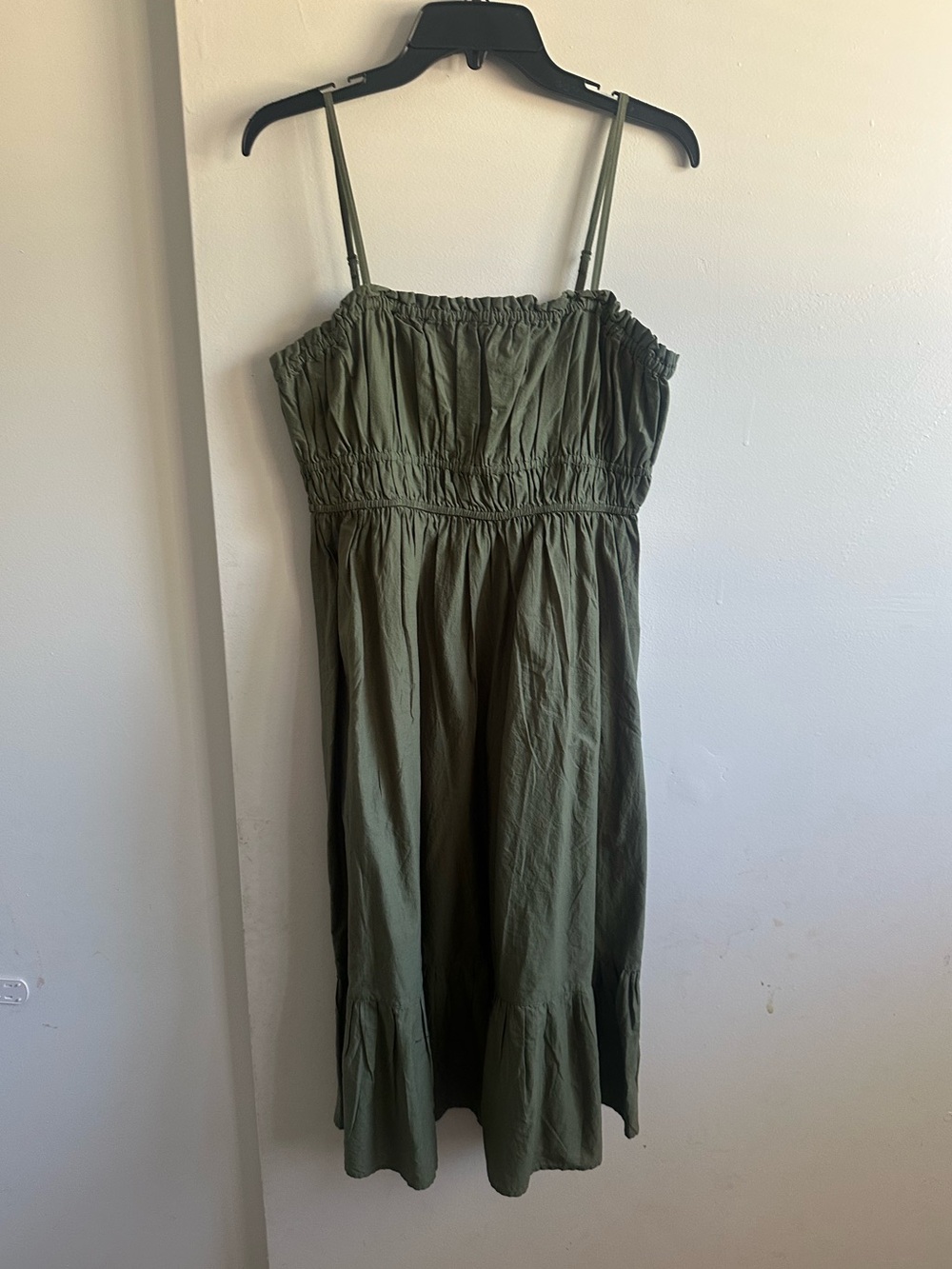 Dizzy Olive Green Smocked Midi Sundress